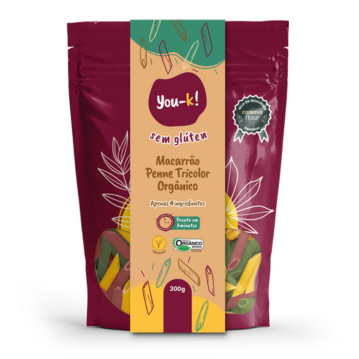 You-K! Macarrão Penne Tricolor Sem Glúten Orgânico 300g