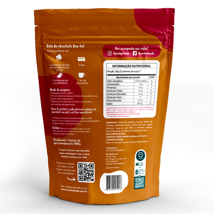 You-K! Mix para Bolo de Chocolate Sem Glúten 510g