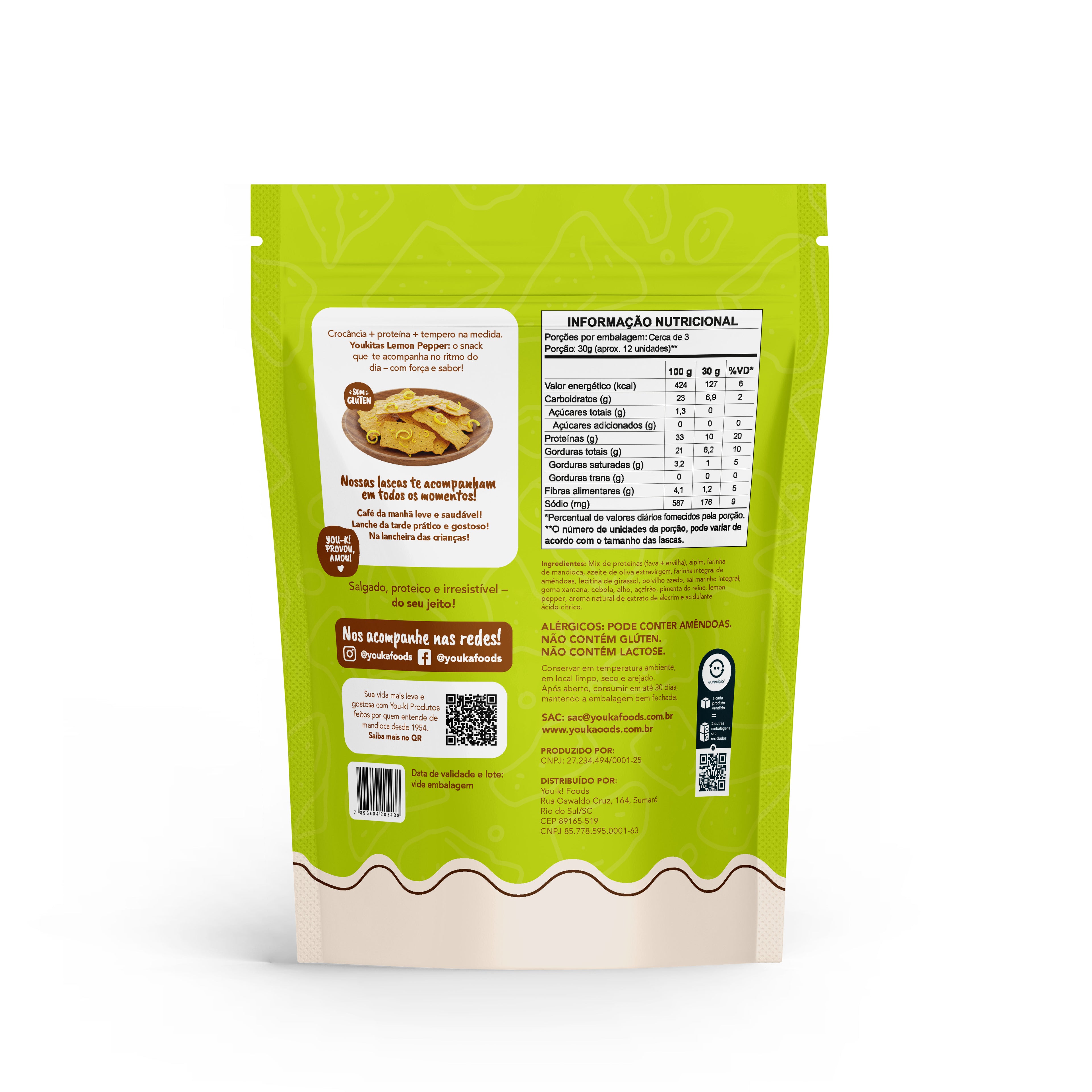 You-K! Youkitas de Lemon Pepper Protein Sem Glúten 80g