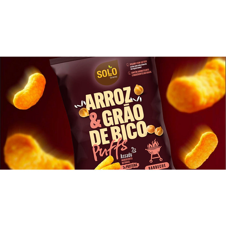 Solo Snacks Snack Puffs Arroz &amp; Grão de Bico Barbecue 45g