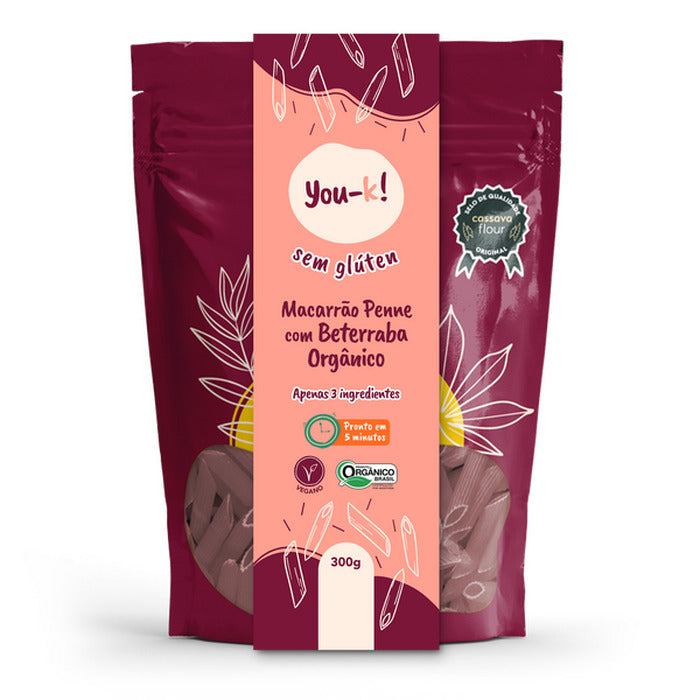 You-K! Macarrão Penne Sabor Beterraba Sem Glúten Orgânico 300g