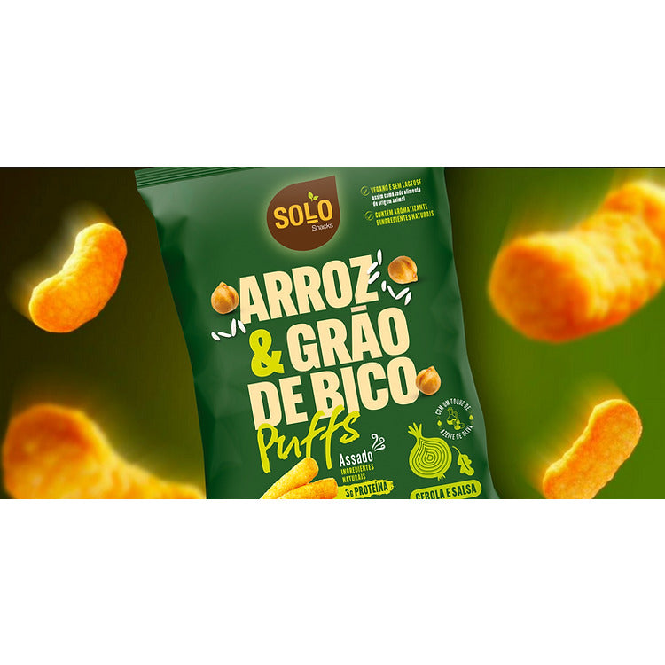 Solo Snacks Snack Puffs Arroz &amp; Grão de Bico Cebola e Salsa 45g