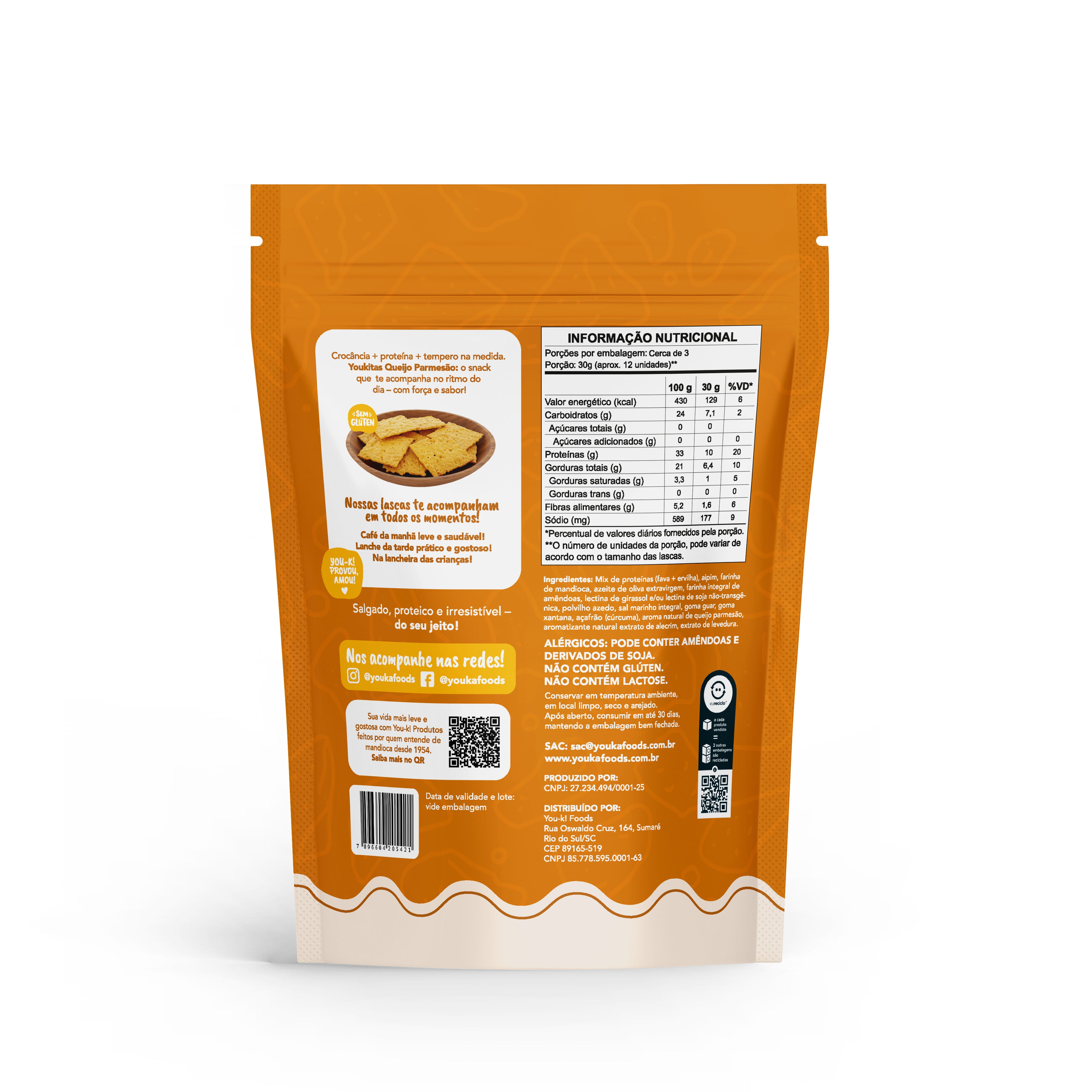 You-K! Youkitas de Queijo Parmesão Protein Sem Glúten 80g