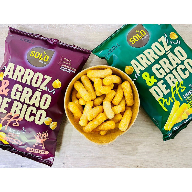 Solo Snacks Snack Puffs Arroz &amp; Grão de Bico Cebola e Salsa 45g